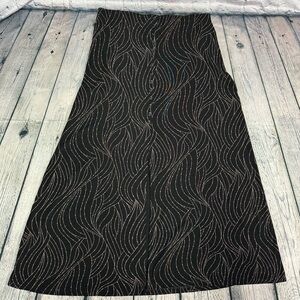 Briggs Vintage Whimsigoth Black w/ Tan Patterned w/ Button Detail Maxi Skirt 1X